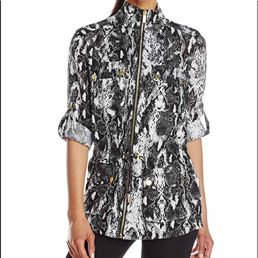 NWT CALVIN KLEIN Women's Printed Linen Jacket